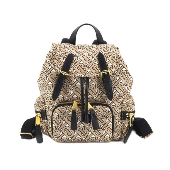 BURBERRY Handbags - Burberry BURBERRY TB monogram backpack rucksack nylon leather beige black EUC